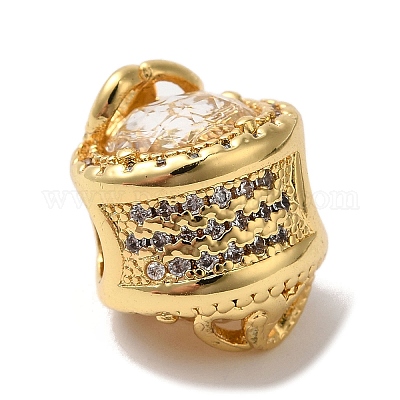 Стойка для цветов покрытие латунь микропаве кубический цирконий европейские бусины KK-G511-04A-G-1