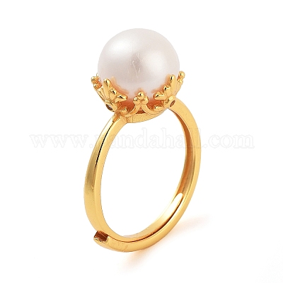 Круглые кольца на палец с натуральным жемчугом STER-Z009-05G-1