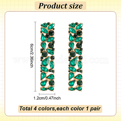 4 пара двухцветных сережек-гвоздиков из сплава со стразами для женщин EJEW-AN0004-35-1