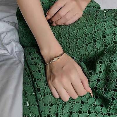 Браслеты-манжеты из латуни с микропаве из прозрачных кубических цирконий для женщин FS-WG06835-01-1