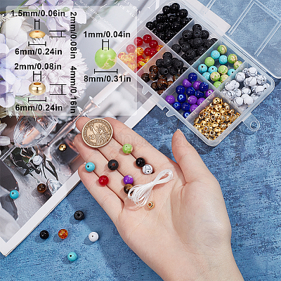 Набор для самостоятельного изготовления браслета из круглых бусин из натуральных и синтетических смешанных драгоценных камней DIY-SC0024-65-1