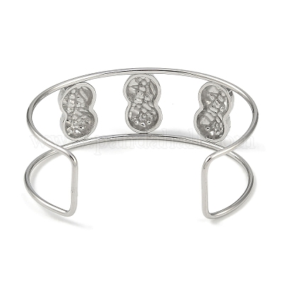 Широкие текстурированные открытые браслеты-манжеты из нержавеющей стали марки 304 BJEW-Q348-05P-08-1