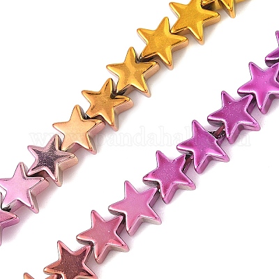 Нити синтетических немагнитных гематитовых бусин с градиентным цветным гальванопокрытием G-A263-F01-03-1