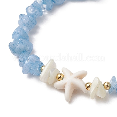 2шт. браслеты из плетеных бусин с натуральным аквамариновым кристаллом BJEW-JB11541-03-1