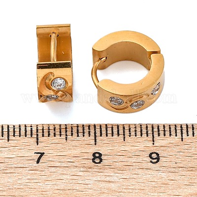 Серьги-кольца из нержавеющей стали 304 с эффектом полировки из кубического циркония EJEW-M001-26G-B-1