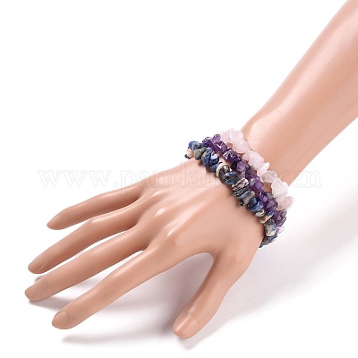 Стрейч браслеты из натуральных смешанных камней чипсы X-BJEW-JB05642-1