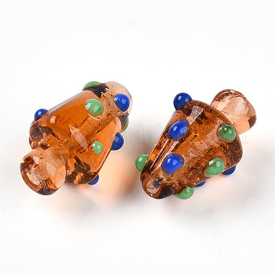 Бусины ручной работы в технике лэмпворк с неровностями&nbsp;LAMP-T022-02A-07-1