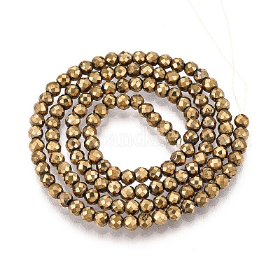 Стеклянные бусины с гальваническим покрытием  GLAA-H021-01B-FP07-1