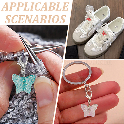 80шт. 10-х цветная стеклянная подвеска-бабочка HJEW-HY00044-1