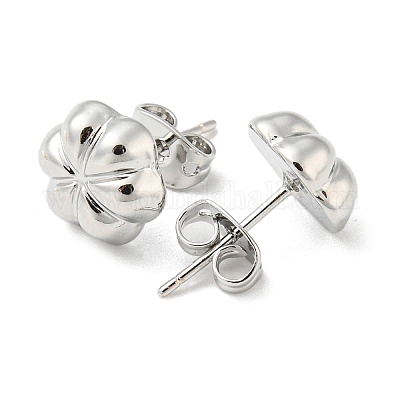 Серьги-гвоздики из латуни с цветочным покрытием EJEW-F331-29P-1