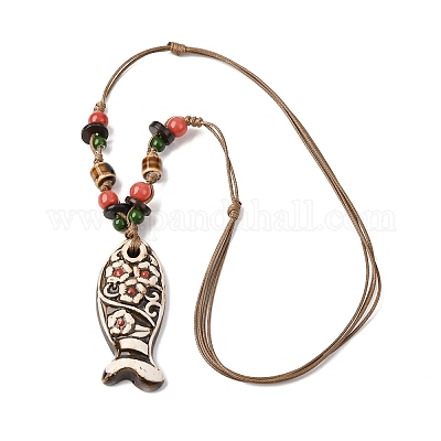 Керамическая подвеска в виде рыбы NJEW-B146-04-1