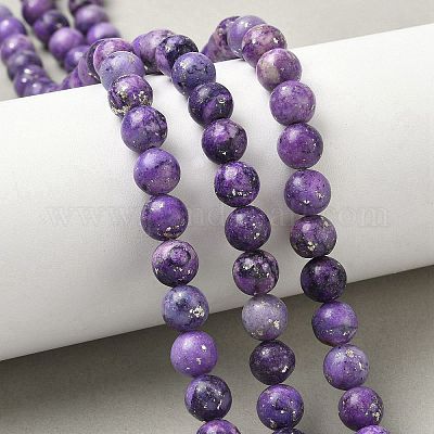 Нити из окрашенных натуральных доломитовых бусин G-D337-8mm-D03-1