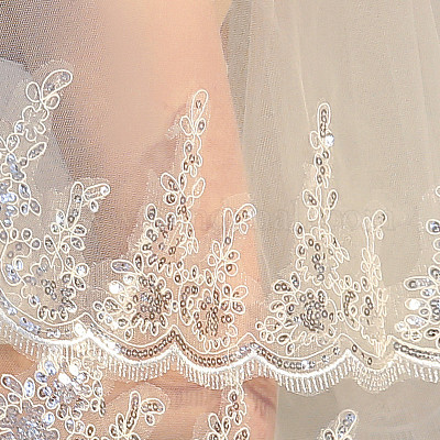 Двухслойная сетчатая фата с цветочным узором и гребешками PW-WG22953-01-1