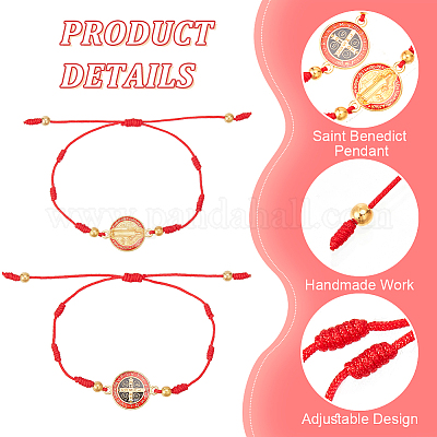 6шт. набор браслетов из сплава с медалью Святого Бенедикта BJEW-AN0001-68-1
