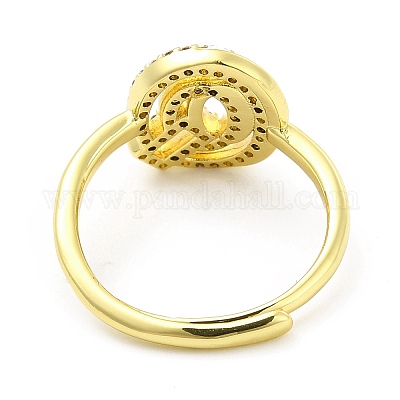 Регулируемое кольцо с инициалами из разноцветной эмали и прозрачным кубическим цирконием RJEW-P045-01G-Q-1