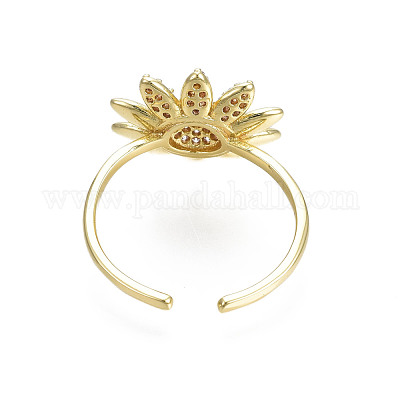 Открытое кольцо-кафф с кубическим цирконием RJEW-N035-108-1