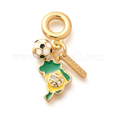 Латунные кубические цирконии карта и футбол европейские подвески KK-U048-01G-01-1
