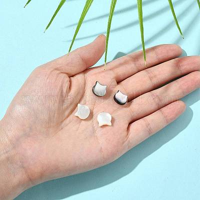 4 шт. Набор из 2-х натуральных черных ракушек-губ и белых бусин SSHEL-FS0001-10-1