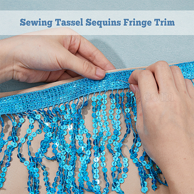 Отделка лентой с пайеткой и кисточкой длиной 10 м. OCOR-WH0078-162A-1