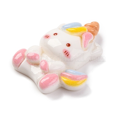 Единорог тема мультфильм смола декоден кабошоны CRES-Z011-02D-1