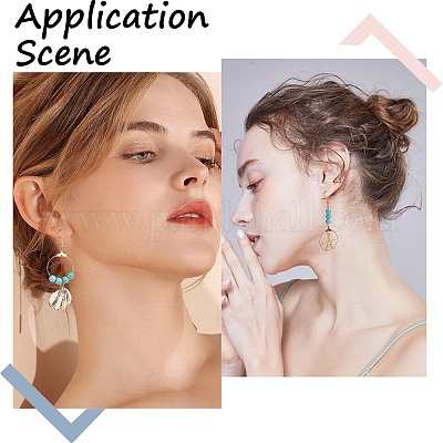 Набор для самостоятельного изготовления сережек-подвесок из синтетической бирюзы и натуральных ракушек на морскую тематику DIY-SC0025-79-1