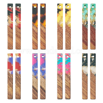 16шт 8 цвета прозрачной смолы и орехового дерева большие подвески RESI-TA0002-53-1