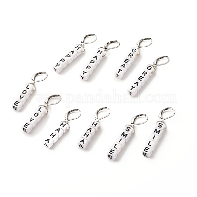 5 пара 5 стильных акриловых кубических буквенных бусин с подвесками EJEW-JE04836-1