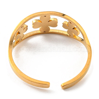 Кольцо-манжета из нержавеющей стали 304 с открытыми краями в форме клевера RJEW-F149-04G-1