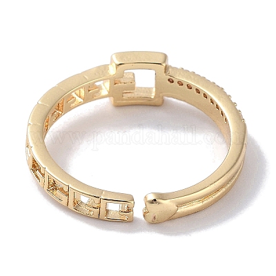 Латунные микро проложить манжеты кольца кубического циркония RJEW-G310-09G-1