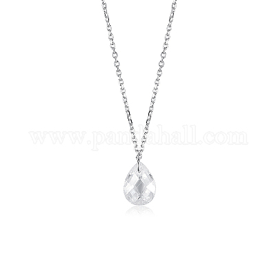 Ожерелья с подвеской в форме капли из стерлингового серебра S925 с прозрачными кубическими цирконами ZZ8208-2-1