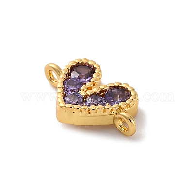 Подвески-сердечки с микропаве из латуни и кубическим цирконием KK-F894-03G-02-1