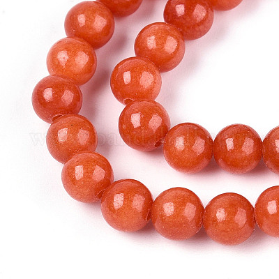 Нити круглых бусин из натурального окрашенного нефрита машан G-T139-6mm-67C-1