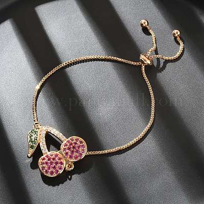 Браслеты-слайдеры из вишневой латуни с микропаве из кубических цирконий KK-R217-54G-1