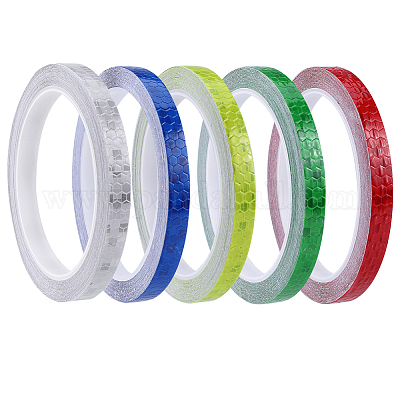 5 рулон 5-х цветных светоотражающих лент с сотовым узором для велосипедов AJEW-GF0007-52-1