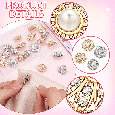 24 шт. 4 стильные пуговицы со стразами из цинкового сплава FIND-FG0002-91-1