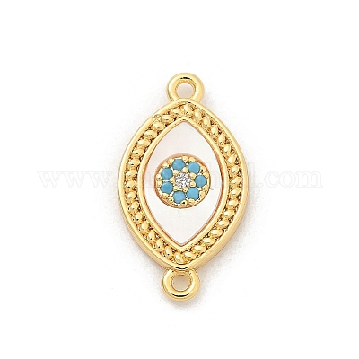 Шармы-соединители из латуни с микропаве из прозрачного кубического циркония KK-M303-04G-01-1