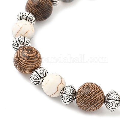 Плоские круглые браслеты с подвесками в виде дерева жизни из сплава BJEW-JB12358-01-1