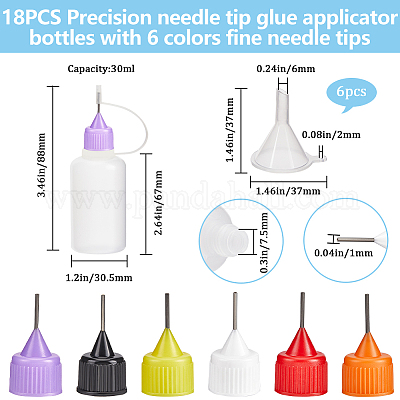 18 шт. 6-цветный пластиковый контейнер для жидкого клея AJEW-GF0009-55A-1