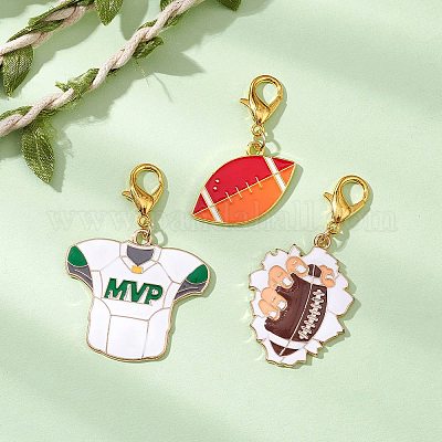 3 шт. 3 стиля подвески из сплава и эмали на тему регби HJEW-JM02996-1