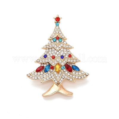 Булавки для лацканов одежды со стразами в виде рождественской елки JEWB-H033-08A-KCG-1