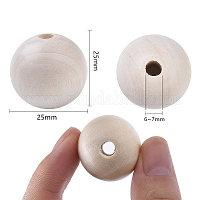 200 Round Natural Unfinished 18mm Wood Bead with 7mm Hole