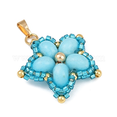 Подвески из стеклянного бисера ручной работы и синтетических окрашенных бусин императорской яшмы PALLOY-MZ00751-1