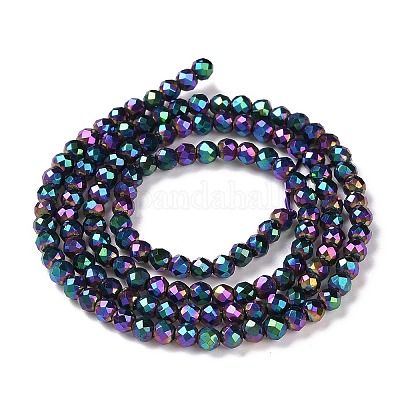 Стеклянные бусины с гальваническим покрытием  GLAA-H021-01B-FP11-1