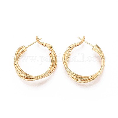 Серьги-кольца из латуни EJEW-T047-99G-1