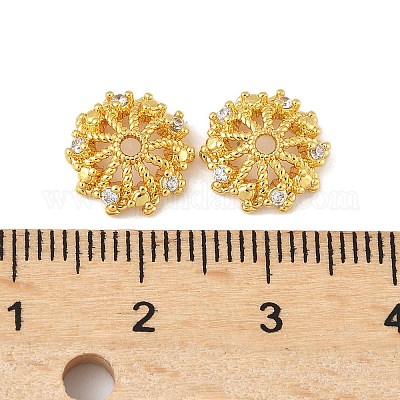 Колпачки для бусин из прозрачного кубического циркония из латуни KK-V015-08G-01-1