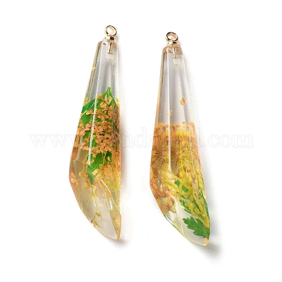 Подвески из прозрачной смолы с сухоцветами RESI-A043-08C-1