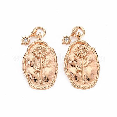 Латунные подвески со стразами и белым опалом X-KK-S364-217-1