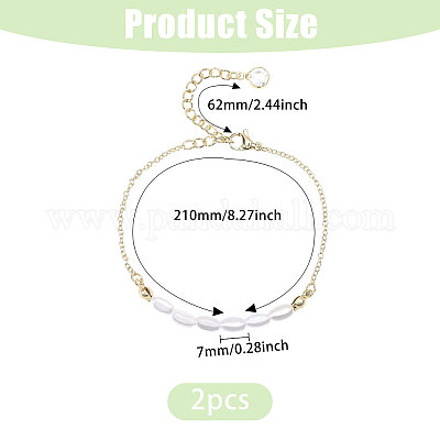 2 шт. пластиковые браслеты на ногу с бусинами из риса и имитацией жемчуга&nbsp;AJEW-CA0004-76G-1