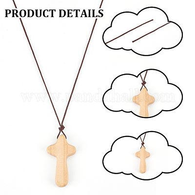 Украшения из подвесок в виде деревянного креста WOOD-WH0034-55B-1