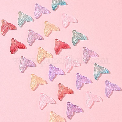 24 шт. 6 цвета прозрачные стеклянные подвески с распылительной росписью GLAA-FS0001-90-1